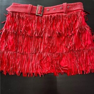 Red Fringe Western skirt